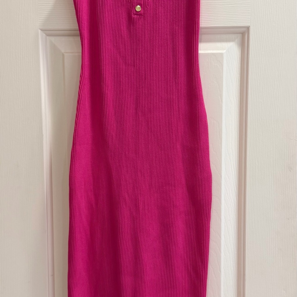 VICI Sleeveless Ribbed Bodycon Dress in Hot Pink